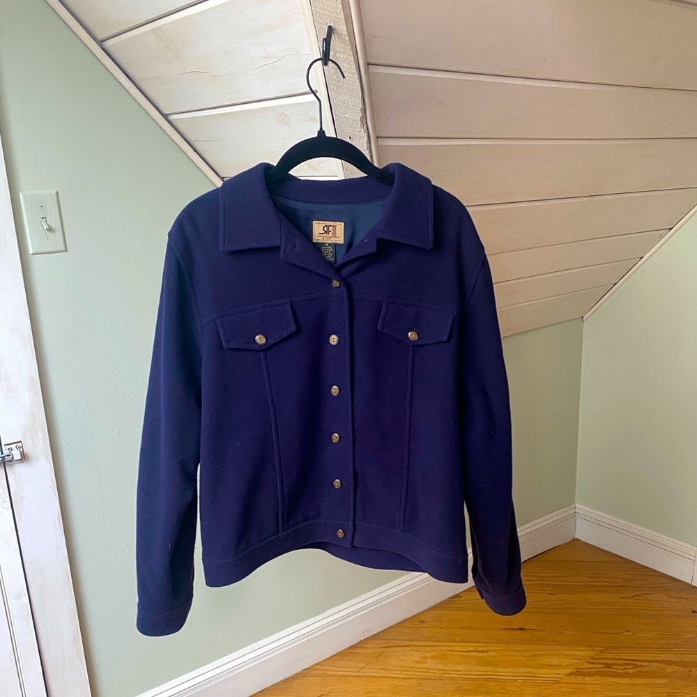 Vintage Rafaella Sport Navy Wool Jacket Shacket Size Medium